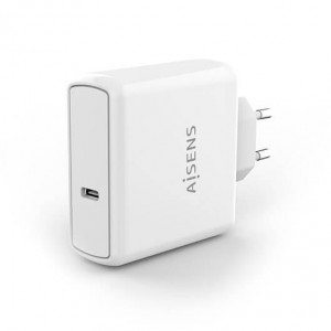 CARGADOR USB-C PD3.0 + USB-C QC3.0 AISENS BLANCO