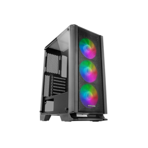 MARS GAMING MCC ATX CASE, 3X 12CM FRGB FAN, GLASS, FRONT MESH, BLACK
