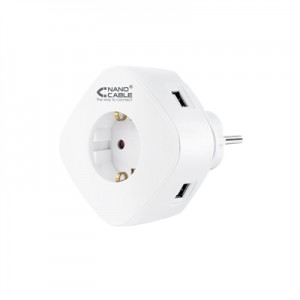 Nanocable Cargador universal 3 USB's + enchufe