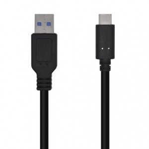 Cable USB 3.1 Aisens A107-0449/ USB Tipo-C Macho - USB Macho/ 0.5m/ Negro