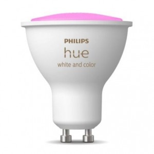 Bombilla Led Inteligente Philips Hue White and Color/ Casquillo GU10/ 5.2W/ 350 Lúmenes/ 2000K-6500K/ Precisa Philips Hue Bridge